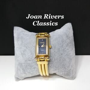 Vintage Joan Rivers Classics Gold Plated Quartz Watch Black Face